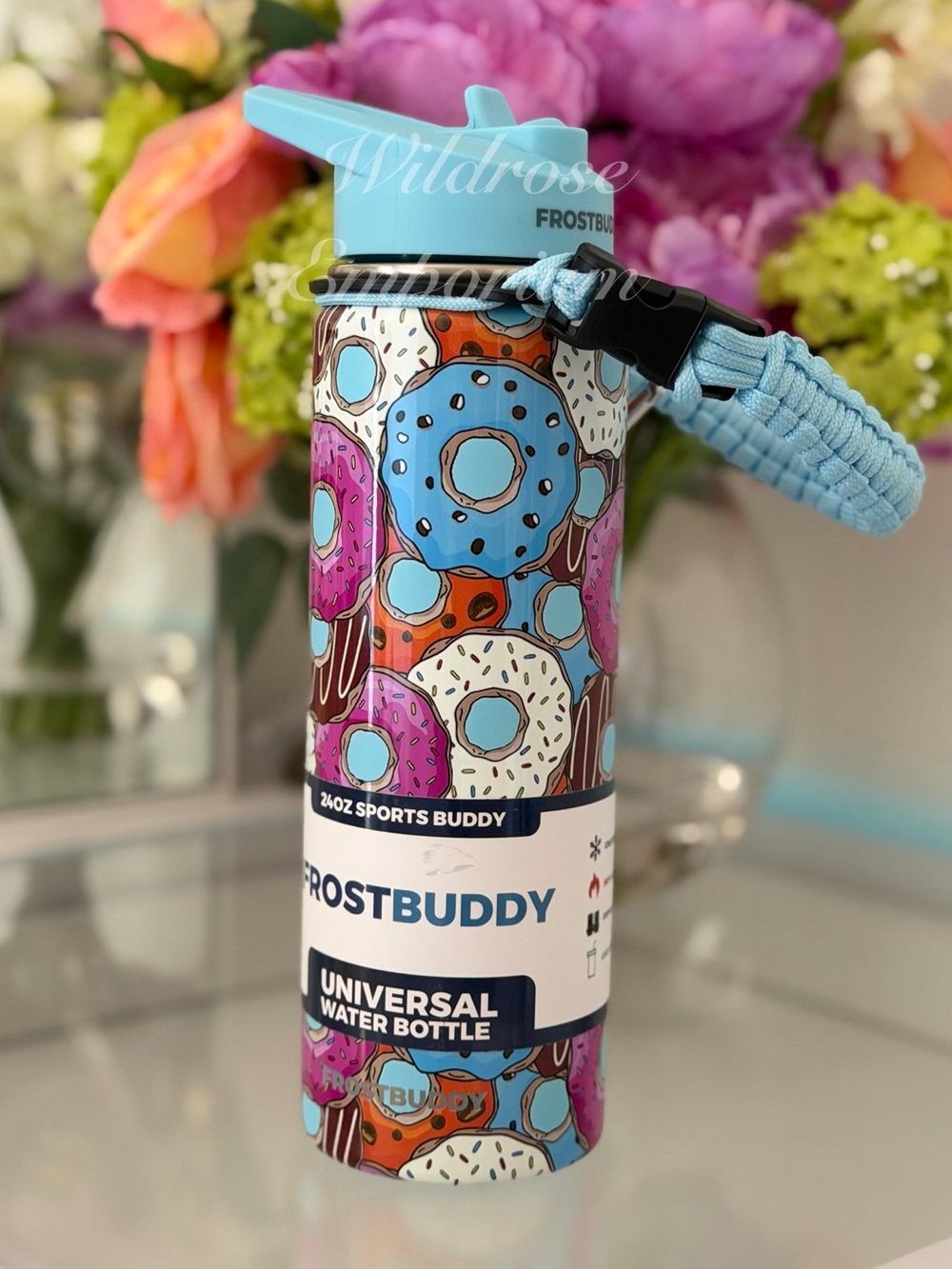 Frost Buddy 24 Oz. Sports Universal Water Bottle Donuts ~BRAND NEW